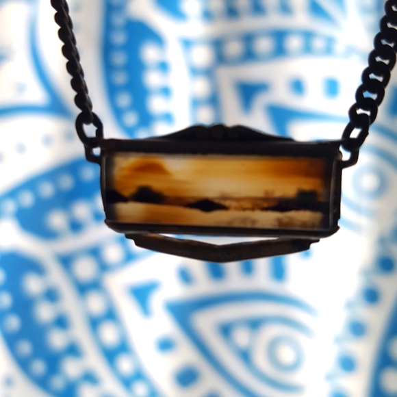 🌙Vtg Dendritic Agate Tie Clip Scene - Picture 2 of 10